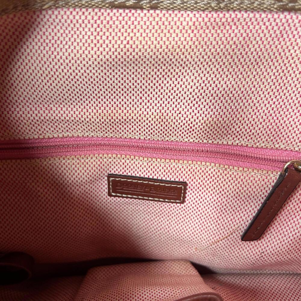 Dooney‎ & Bourke DB Signature Jacquard Shoulder Bag Brown Tan Leather Trim Hook - Picture 3 of 10